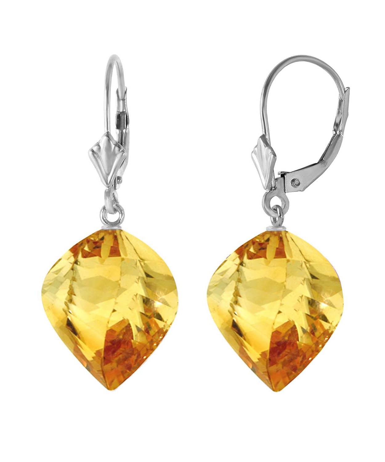23.53 ctw Natural Honey Citrine 14k Gold Contemporary Dangle Earrings View 2