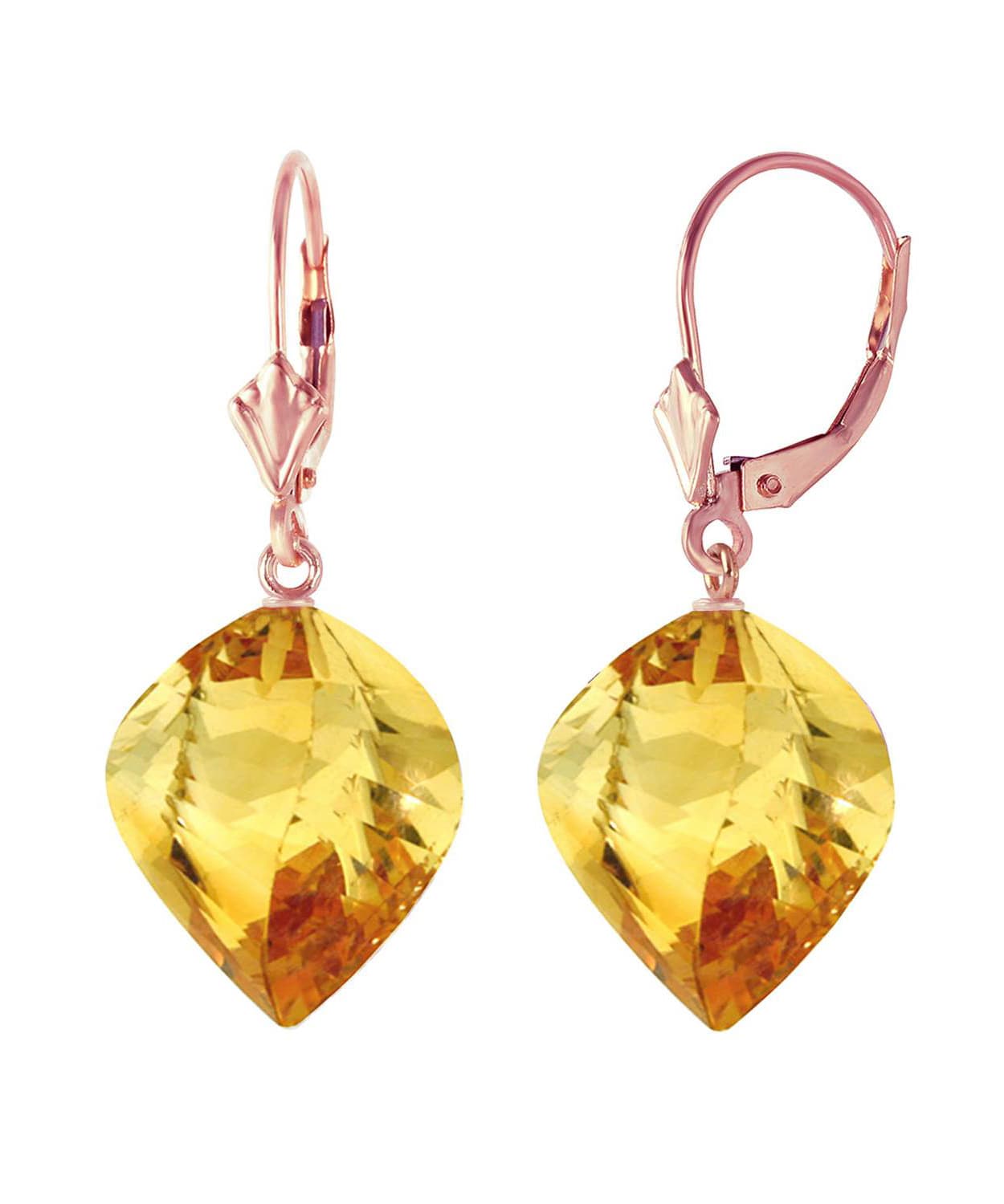23.53 ctw Natural Honey Citrine 14k Gold Contemporary Dangle Earrings View 3