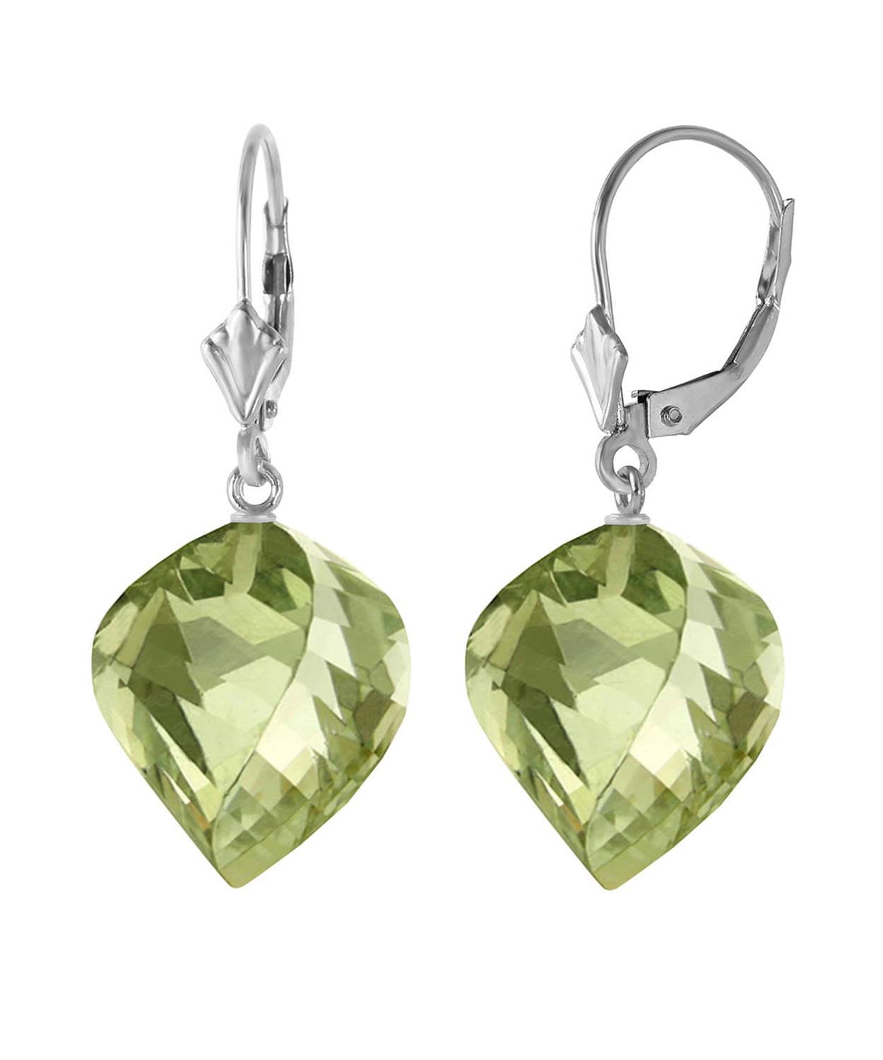 26.03 ctw Natural Green Amethyst 14k Gold Contemporary Dangle Earrings View 2