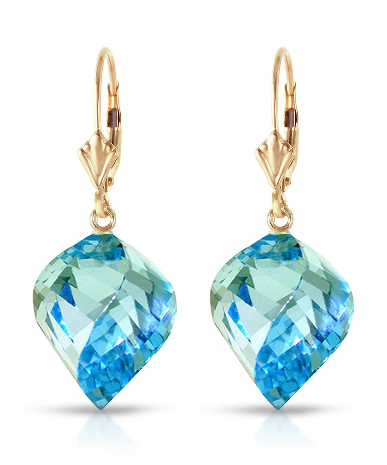 27.88 ctw Natural Swiss Blue Topaz 14k Gold Contemporary Dangle Earrings View 1