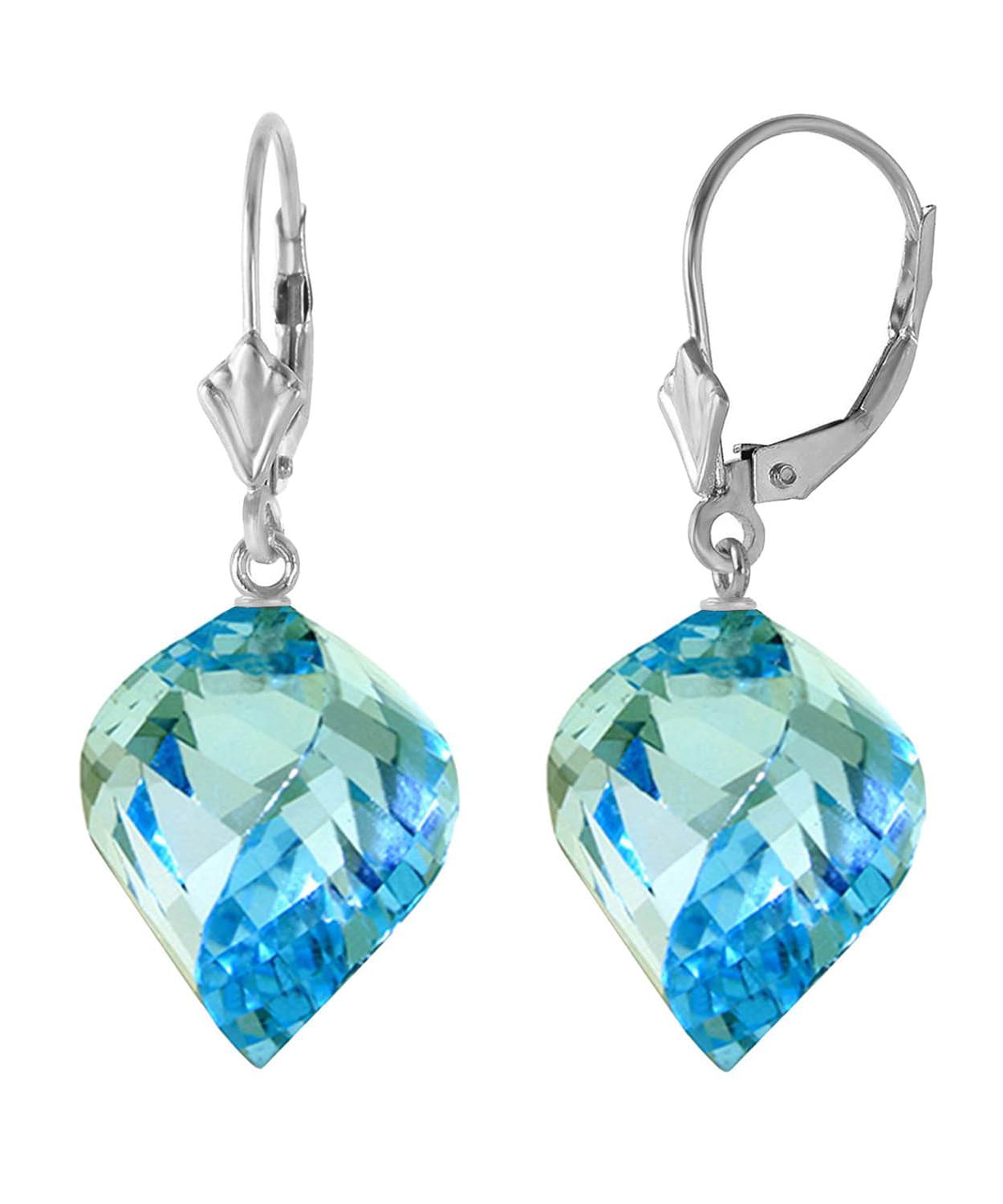 27.88 ctw Natural Swiss Blue Topaz 14k Gold Contemporary Dangle Earrings View 4