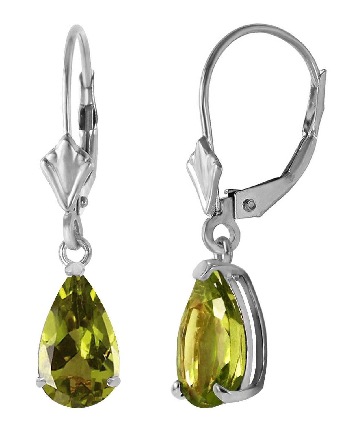 3.03 ctw Natural Lime Peridot 14k Gold Teardrop Dangle Earrings View 4