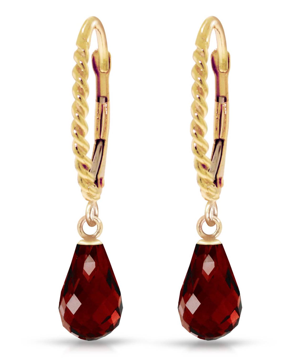3.03 ctw Natural Pomegranate Garnet 14k Gold Teardrop Dangle Earrings View 1