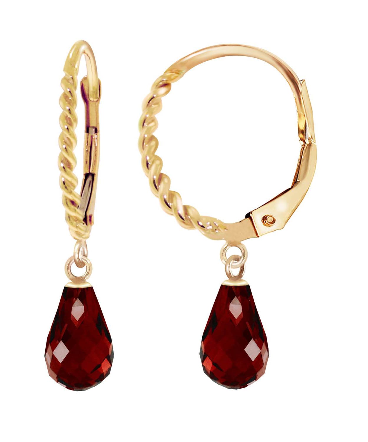 3.03 ctw Natural Pomegranate Garnet 14k Gold Teardrop Dangle Earrings View 2