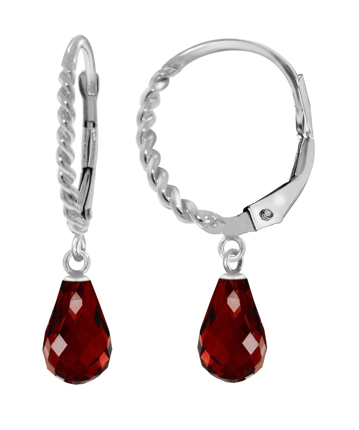 3.03 ctw Natural Pomegranate Garnet 14k Gold Teardrop Dangle Earrings View 4