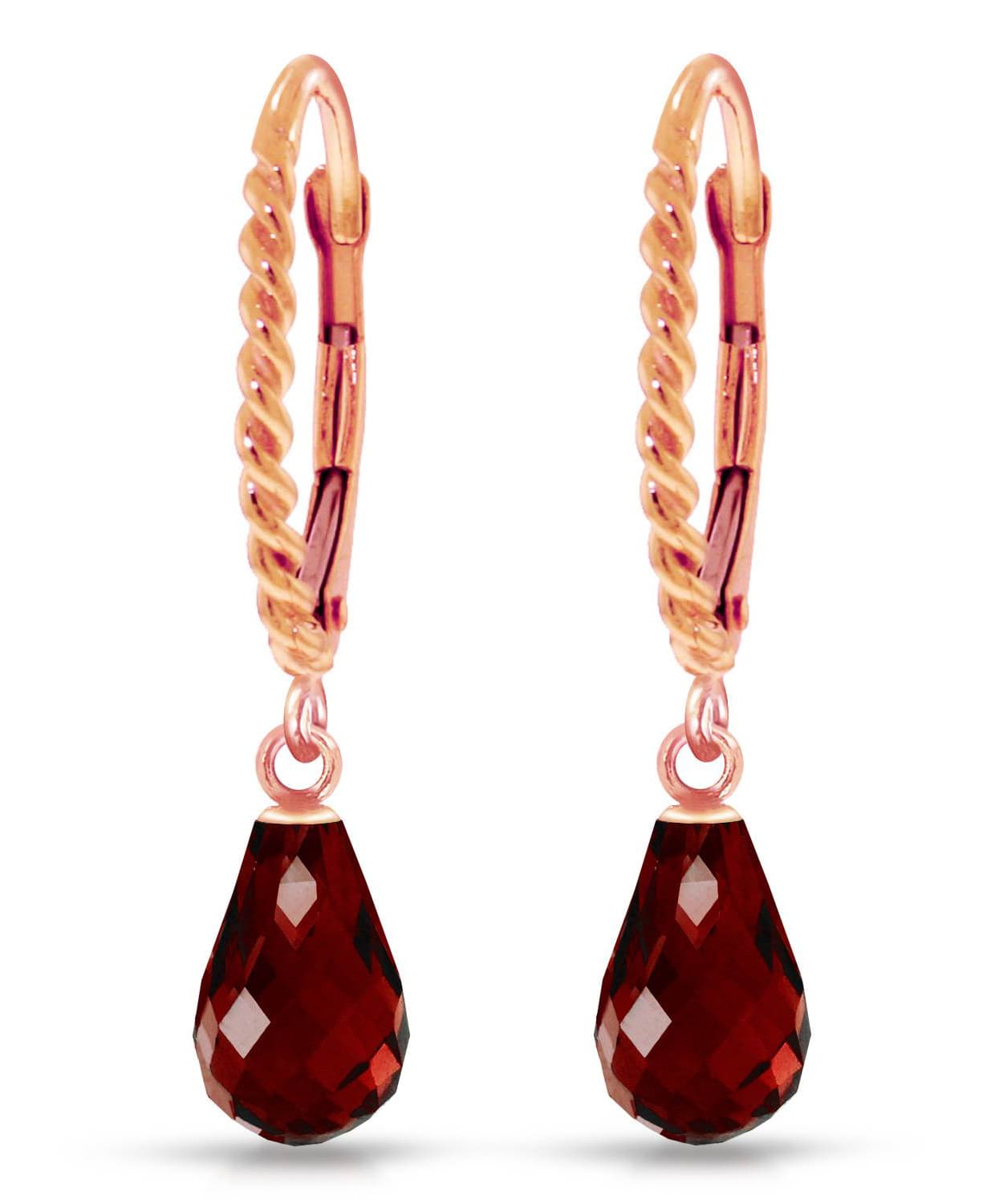 3.03 ctw Natural Pomegranate Garnet 14k Gold Teardrop Dangle Earrings View 5
