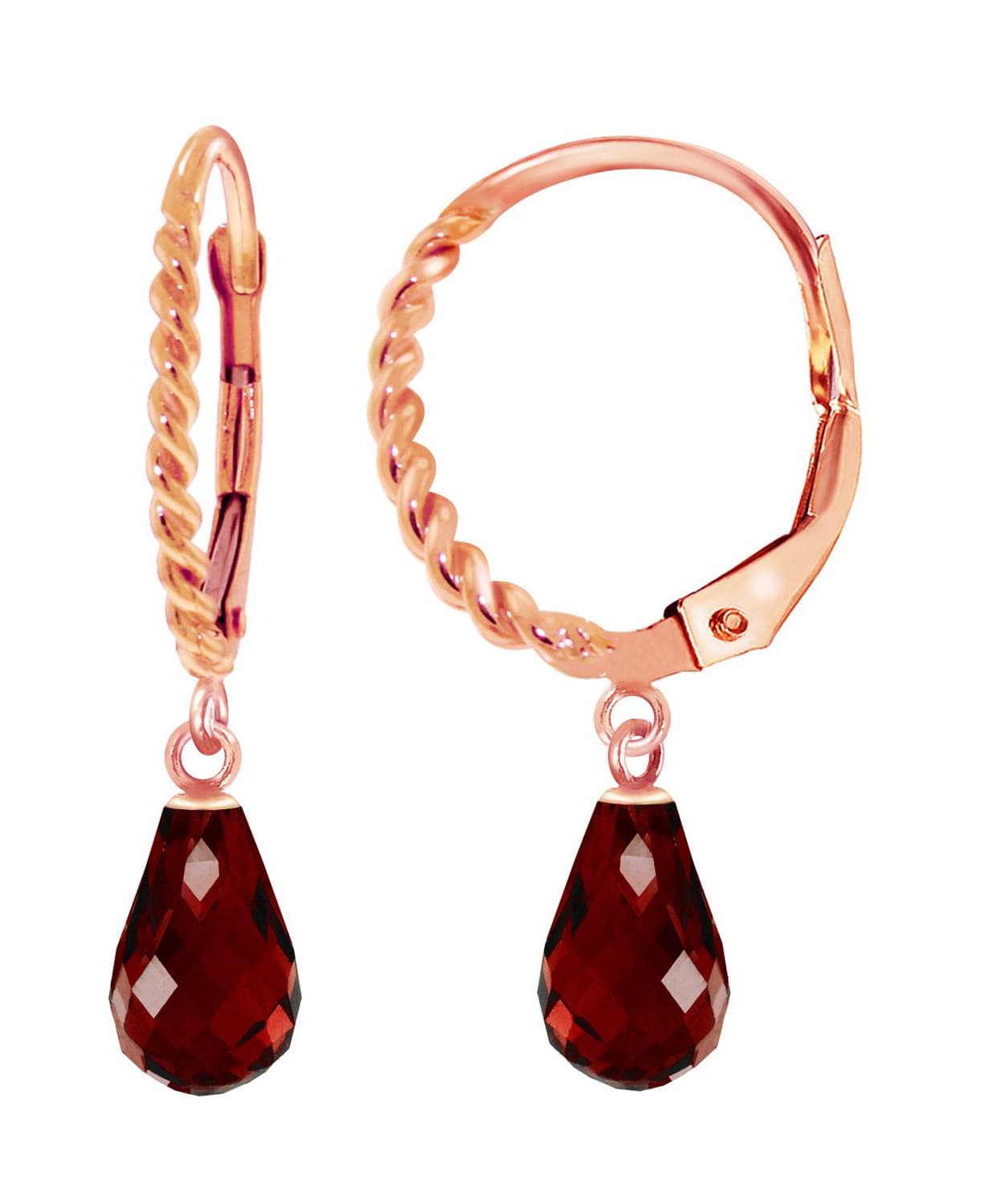 3.03 ctw Natural Pomegranate Garnet 14k Gold Teardrop Dangle Earrings View 6