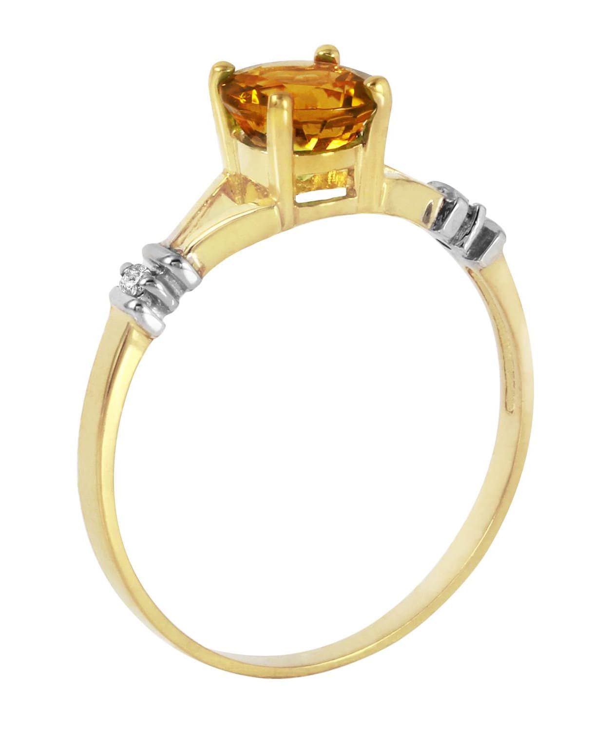 1.02 ctw Natural Honey Citrine and Diamond 14k Gold Split Shank Solitaire Ring View 2