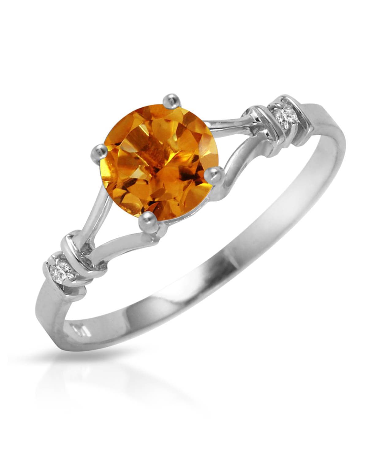 1.02 ctw Natural Honey Citrine and Diamond 14k Gold Split Shank Solitaire Ring View 3