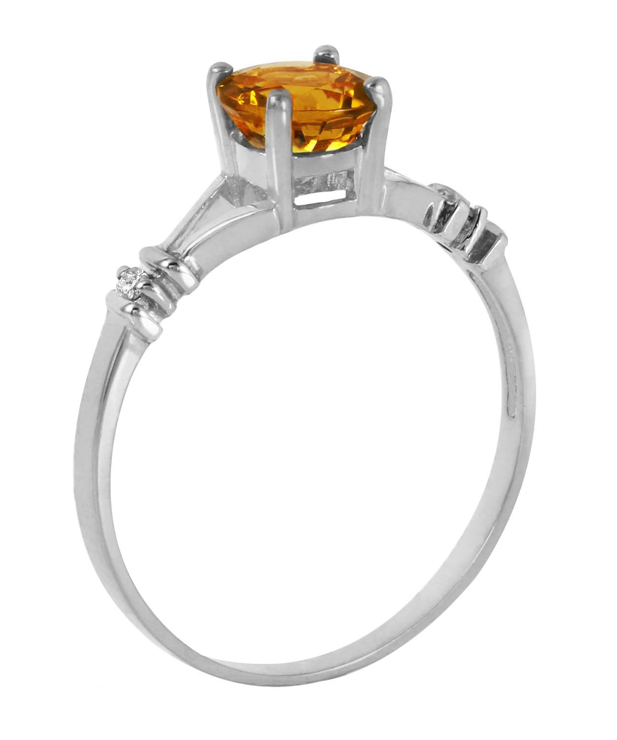 1.02 ctw Natural Honey Citrine and Diamond 14k Gold Split Shank Solitaire Ring View 4