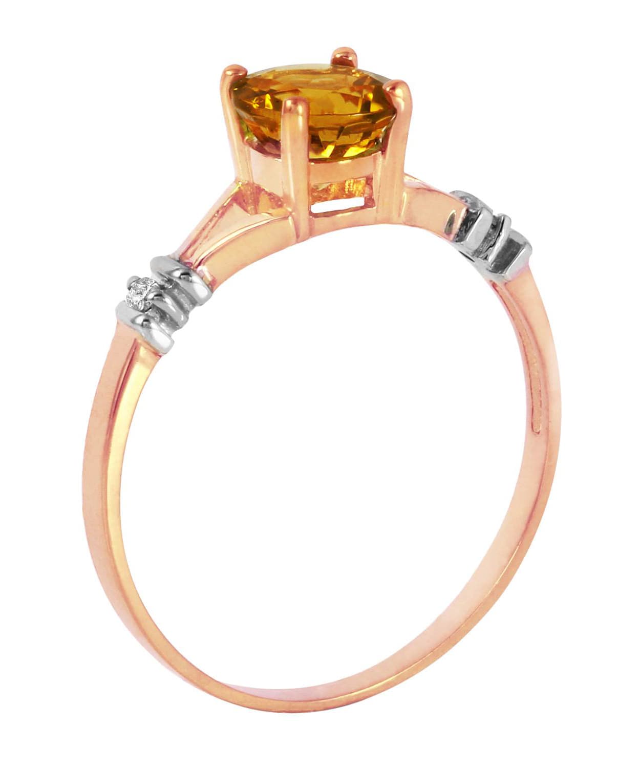 1.02 ctw Natural Honey Citrine and Diamond 14k Gold Split Shank Solitaire Ring View 6