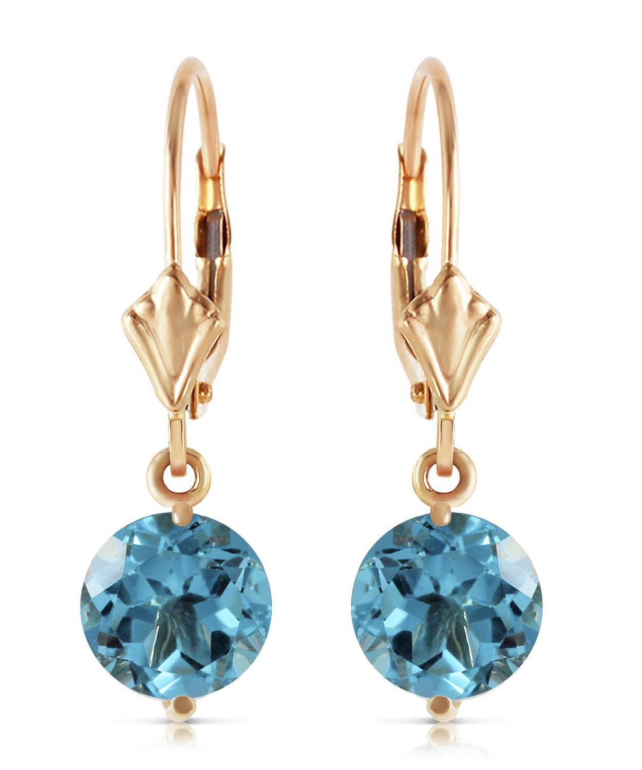 3.13 ctw Natural Swiss Blue Topaz 14k Gold Dangle Earrings View 1