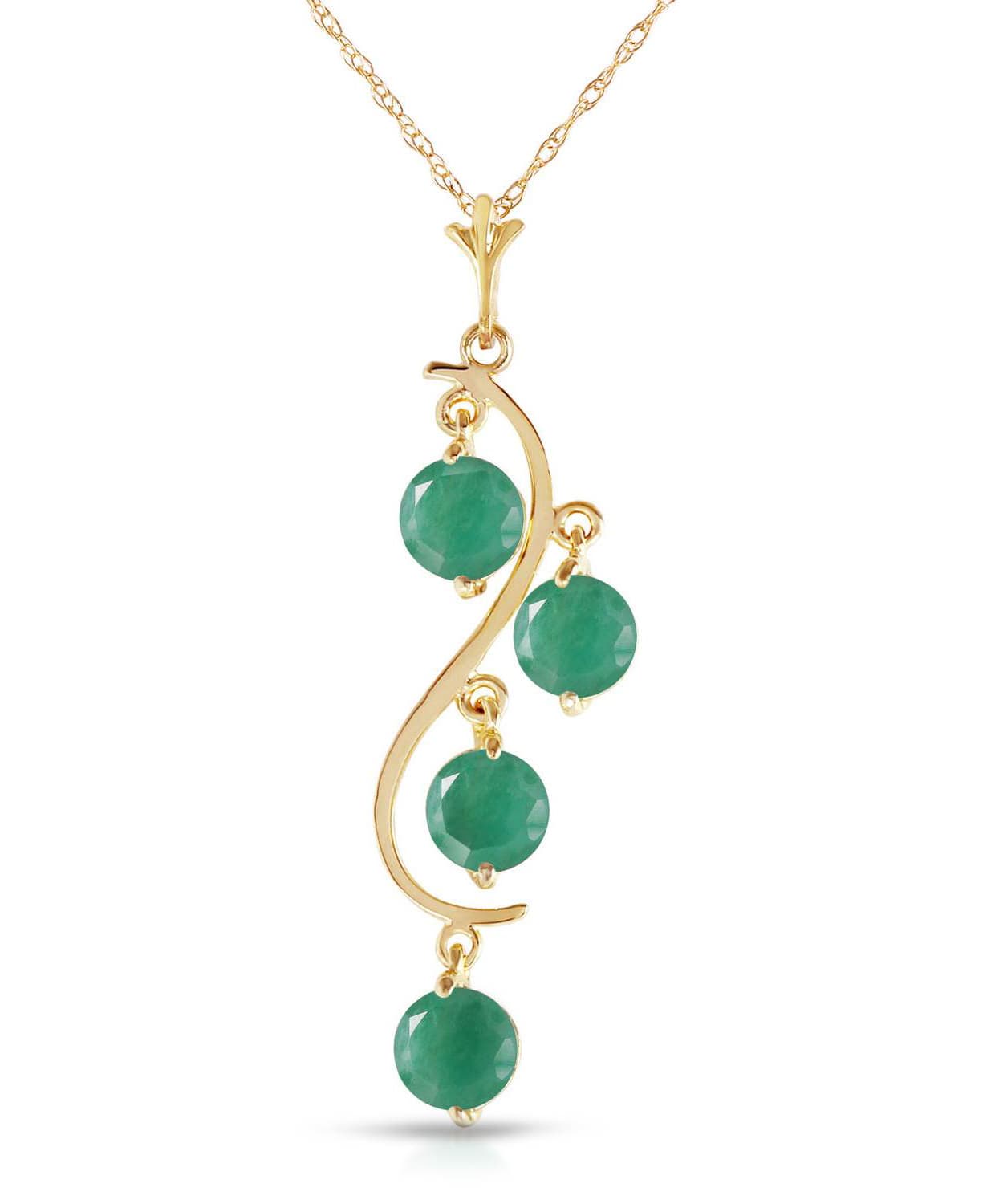2.00 ctw Natural Emerald 14k Gold Dangle Pendant With Chain View 1