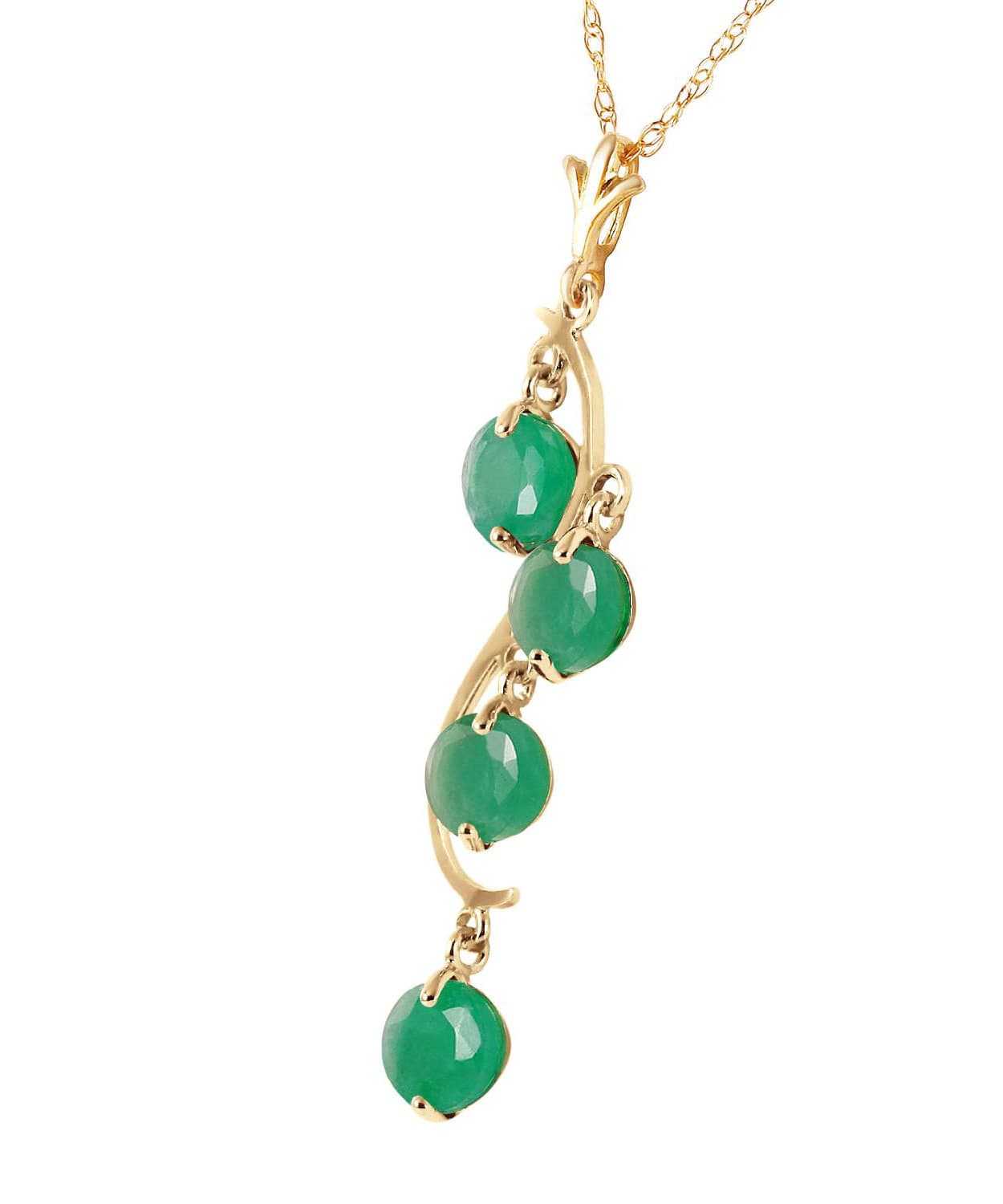 2.00 ctw Natural Emerald 14k Gold Dangle Pendant With Chain View 2