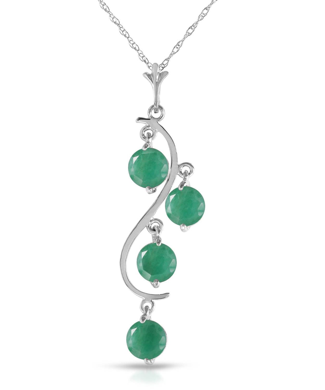 2.00 ctw Natural Emerald 14k Gold Dangle Pendant With Chain View 3