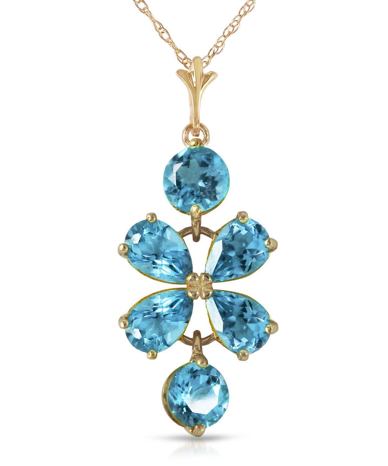 3.18 ctw Natural Swiss Blue Topaz 14k Gold Dangle Pendant With Chain View 1