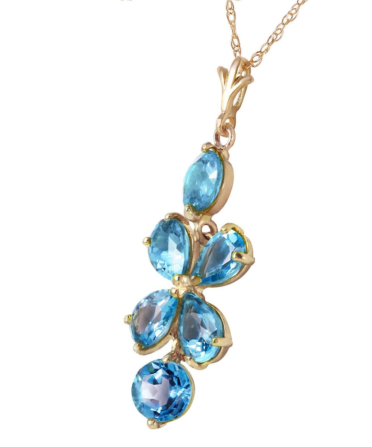 3.18 ctw Natural Swiss Blue Topaz 14k Gold Dangle Pendant With Chain View 2