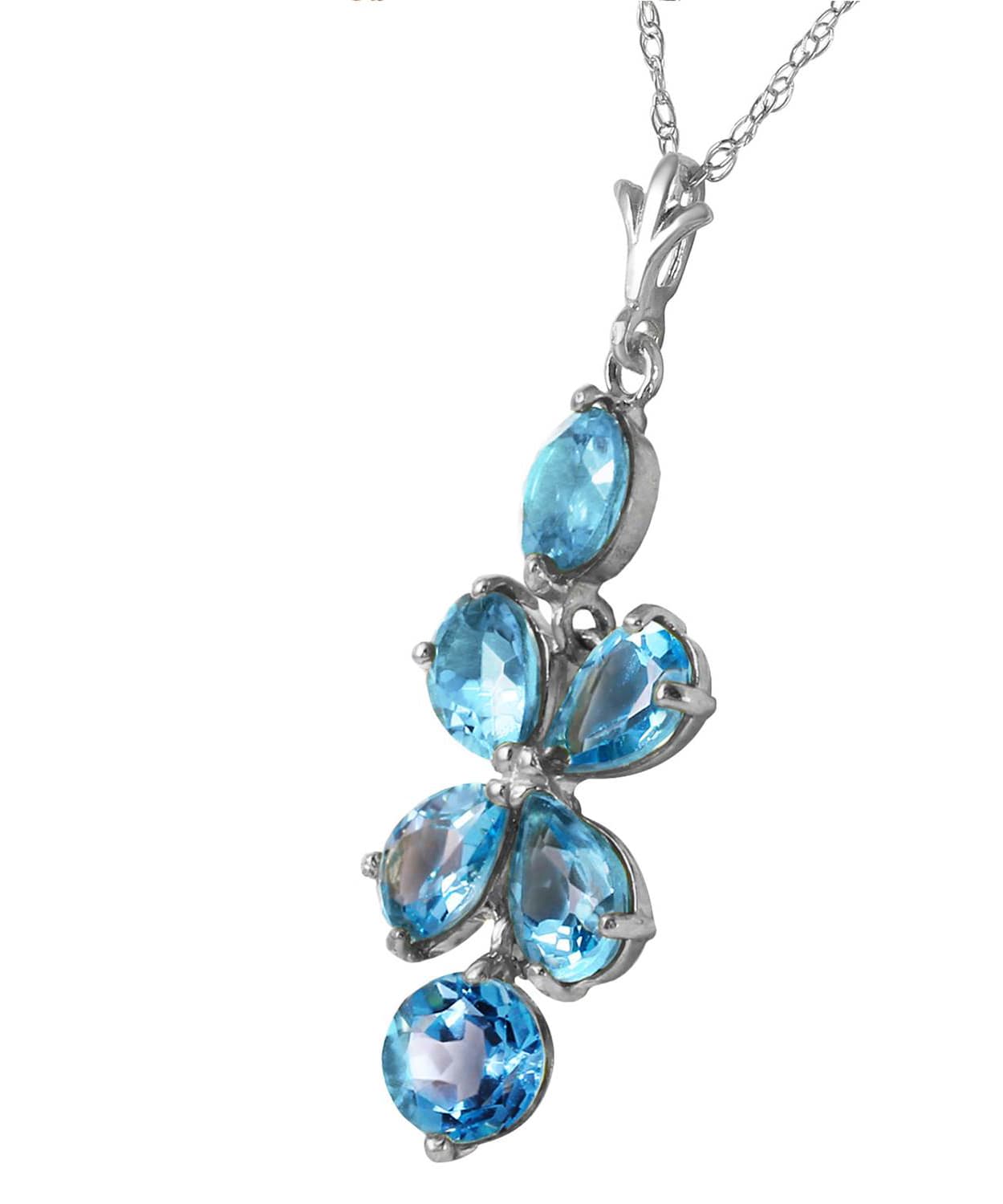 3.18 ctw Natural Swiss Blue Topaz 14k Gold Dangle Pendant With Chain View 4