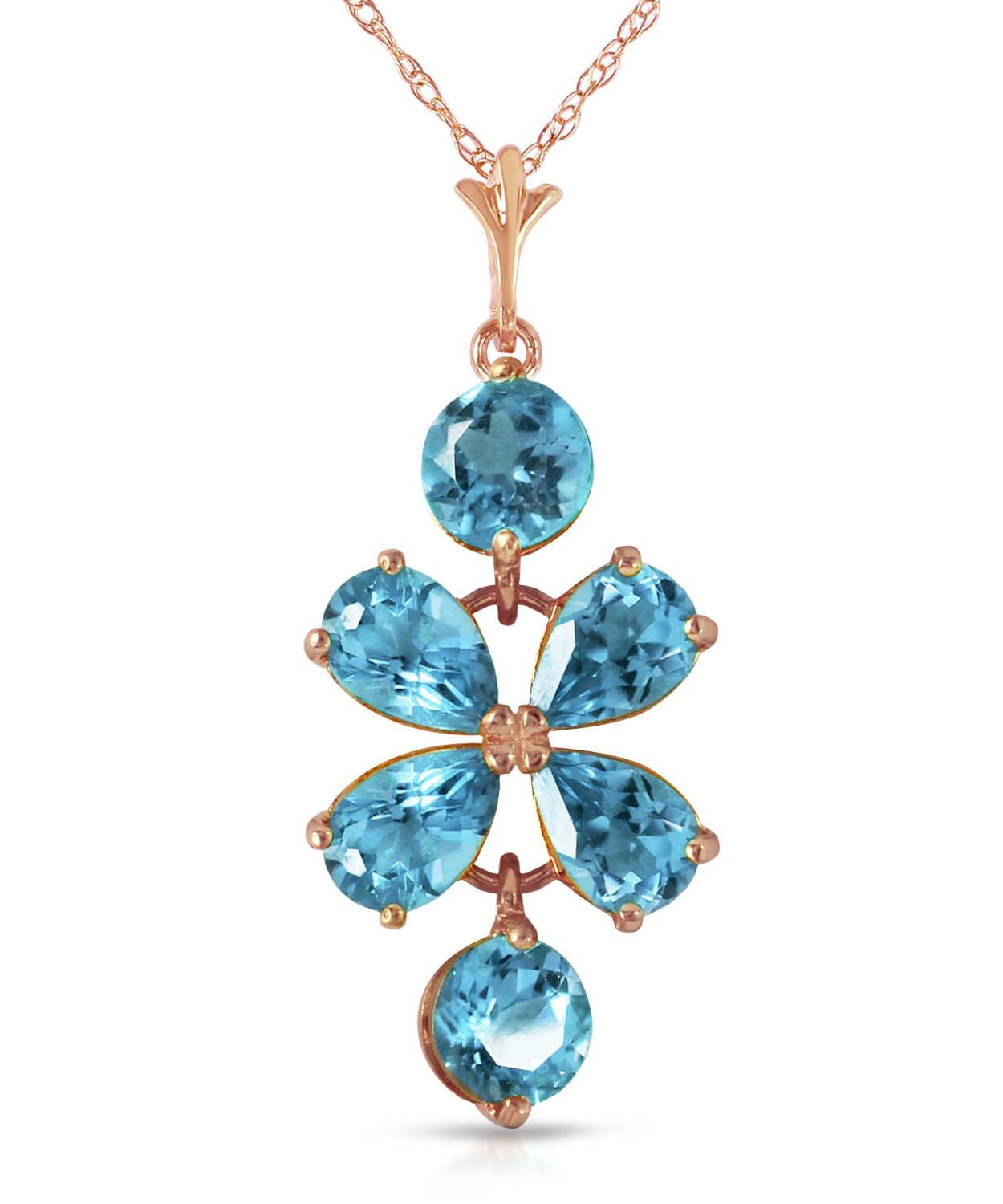 3.18 ctw Natural Swiss Blue Topaz 14k Gold Dangle Pendant With Chain View 5
