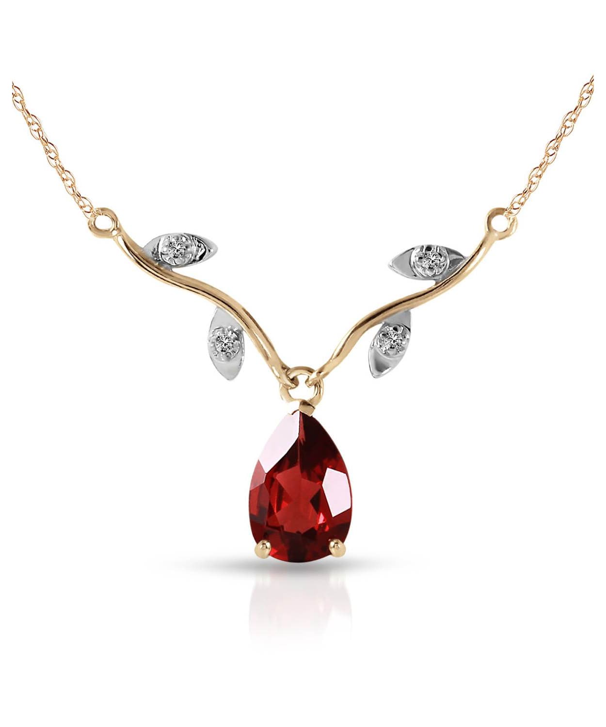 1.52 ctw Natural Pomegranate Garnet and Diamond 14k Gold Teardrop Necklace View 1