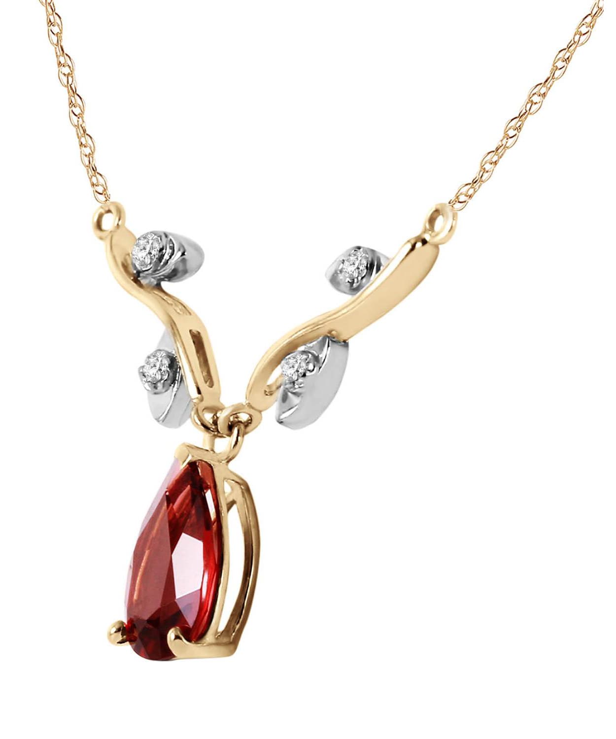 1.52 ctw Natural Pomegranate Garnet and Diamond 14k Gold Teardrop Necklace View 2