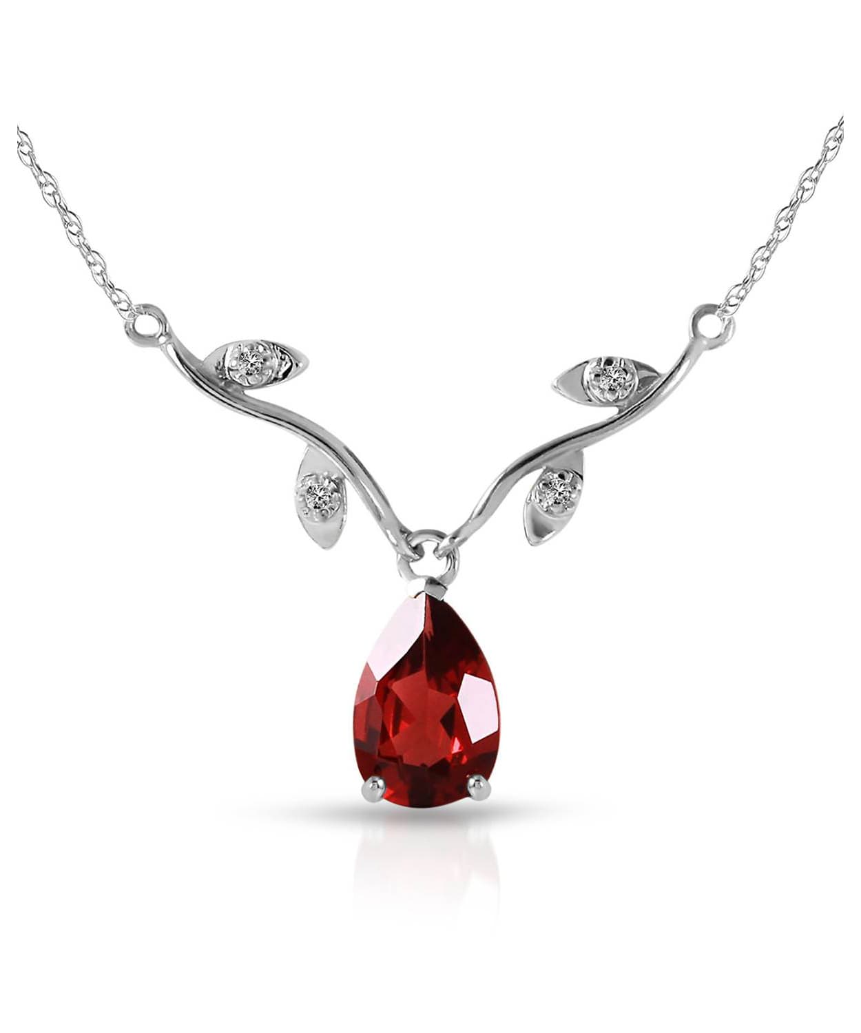 1.52 ctw Natural Pomegranate Garnet and Diamond 14k Gold Teardrop Necklace View 3