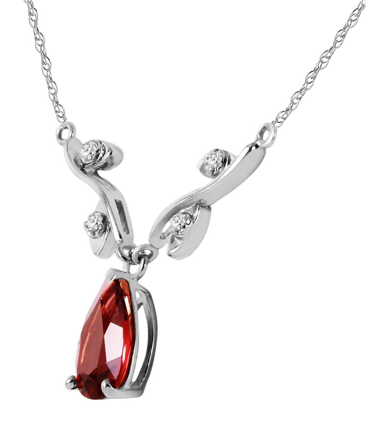 1.52 ctw Natural Pomegranate Garnet and Diamond 14k Gold Teardrop Necklace View 4