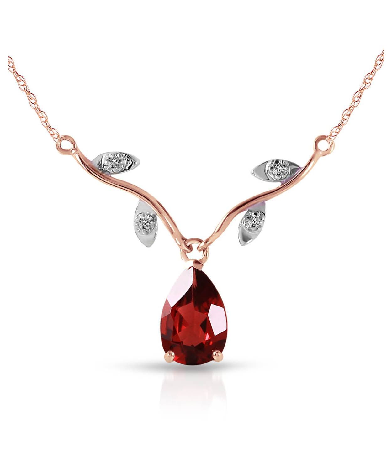 1.52 ctw Natural Pomegranate Garnet and Diamond 14k Gold Teardrop Necklace View 5