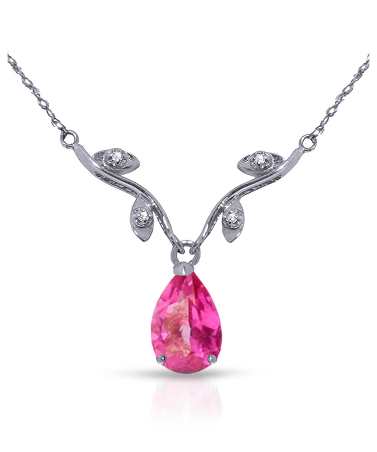 1.52 ctw Natural Pink Topaz and Diamond 14k Gold Teardrop Necklace View 2
