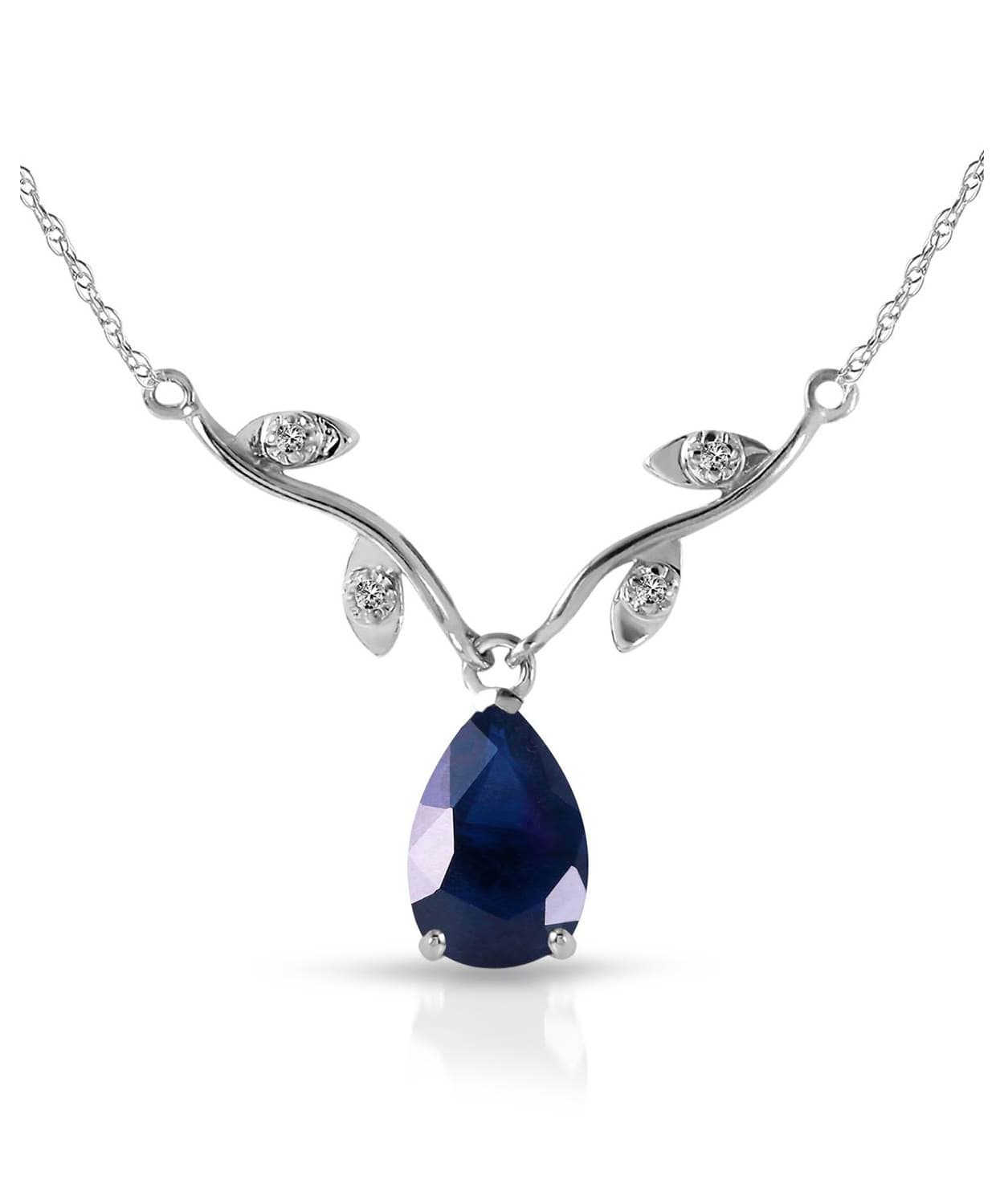 1.52 ctw Natural Blue Sapphire and Diamond 14k Gold Teardrop Necklace View 3