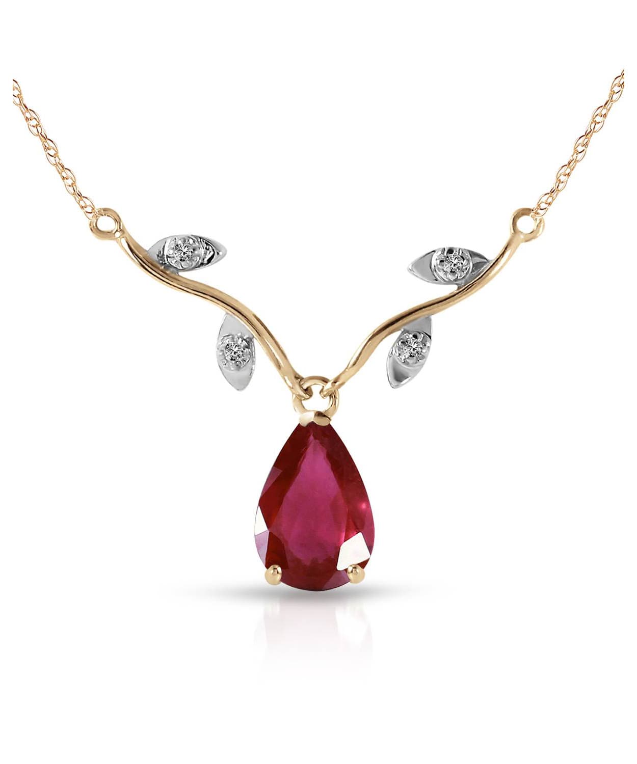 1.52 ctw Composite Ruby and Diamond 14k Gold Teardrop Necklace View 1