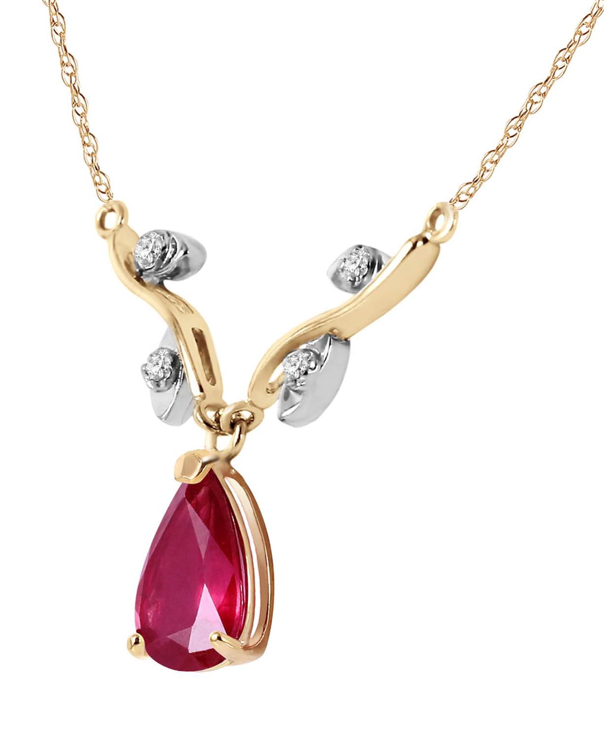 1.52 ctw Composite Ruby and Diamond 14k Gold Teardrop Necklace View 2