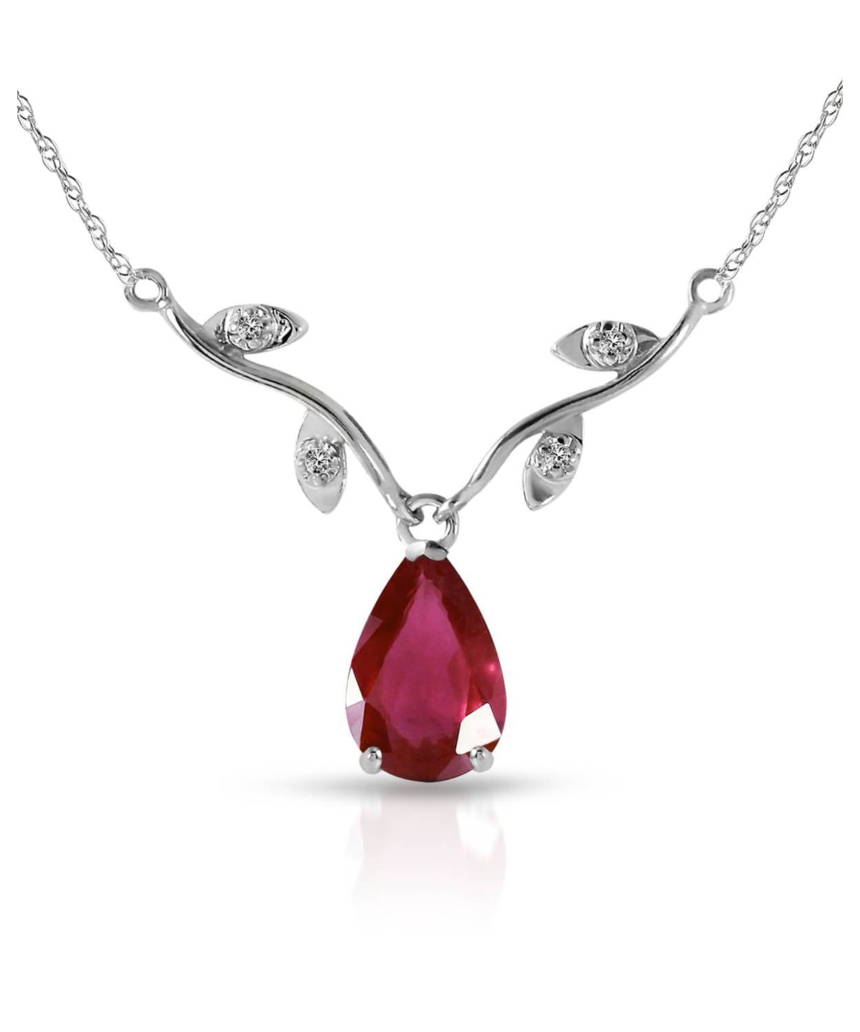 1.52 ctw Composite Ruby and Diamond 14k Gold Teardrop Necklace View 3