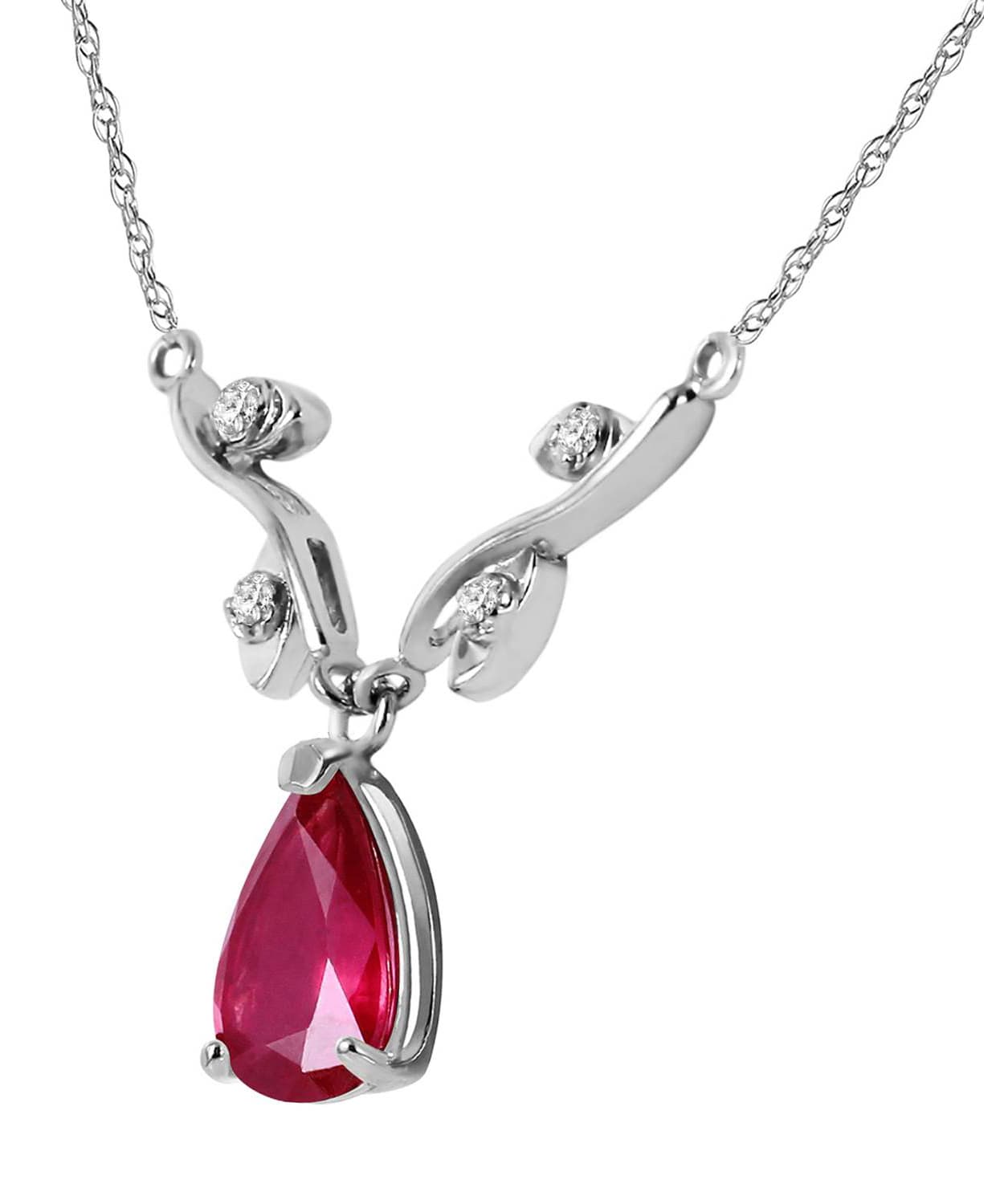 1.52 ctw Composite Ruby and Diamond 14k Gold Teardrop Necklace View 4