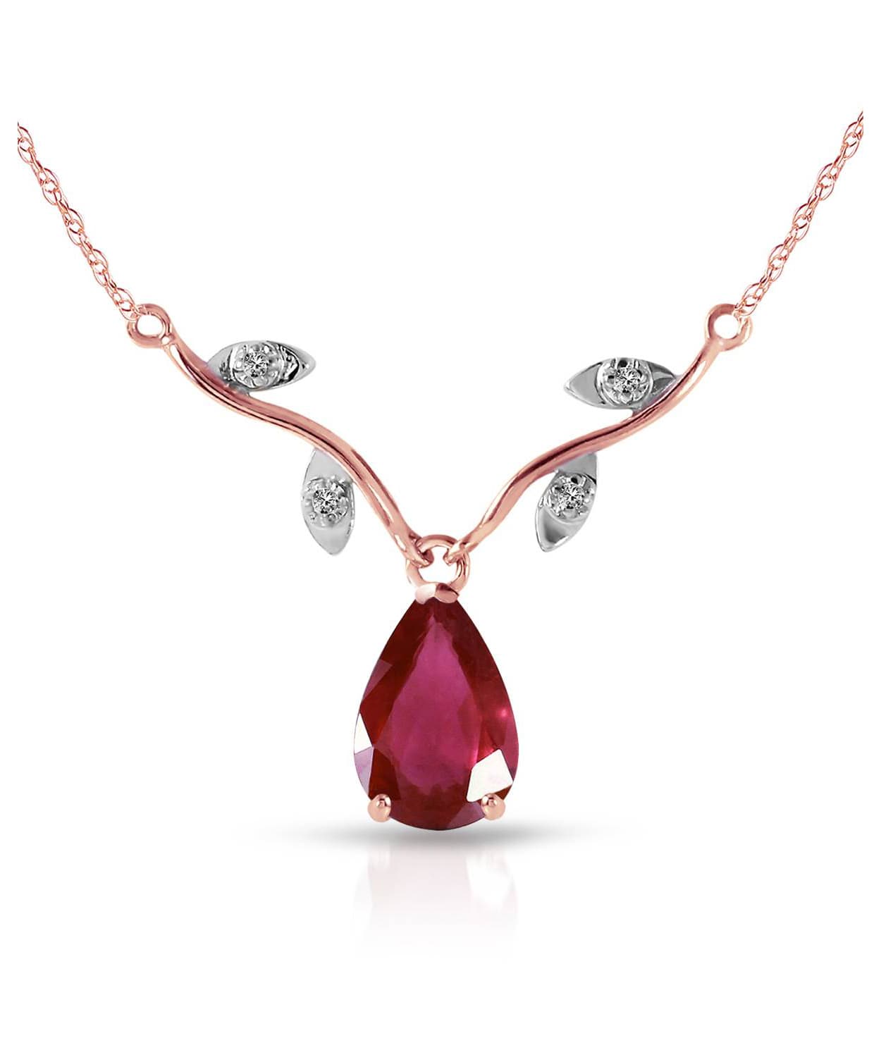 1.52 ctw Composite Ruby and Diamond 14k Gold Teardrop Necklace View 5