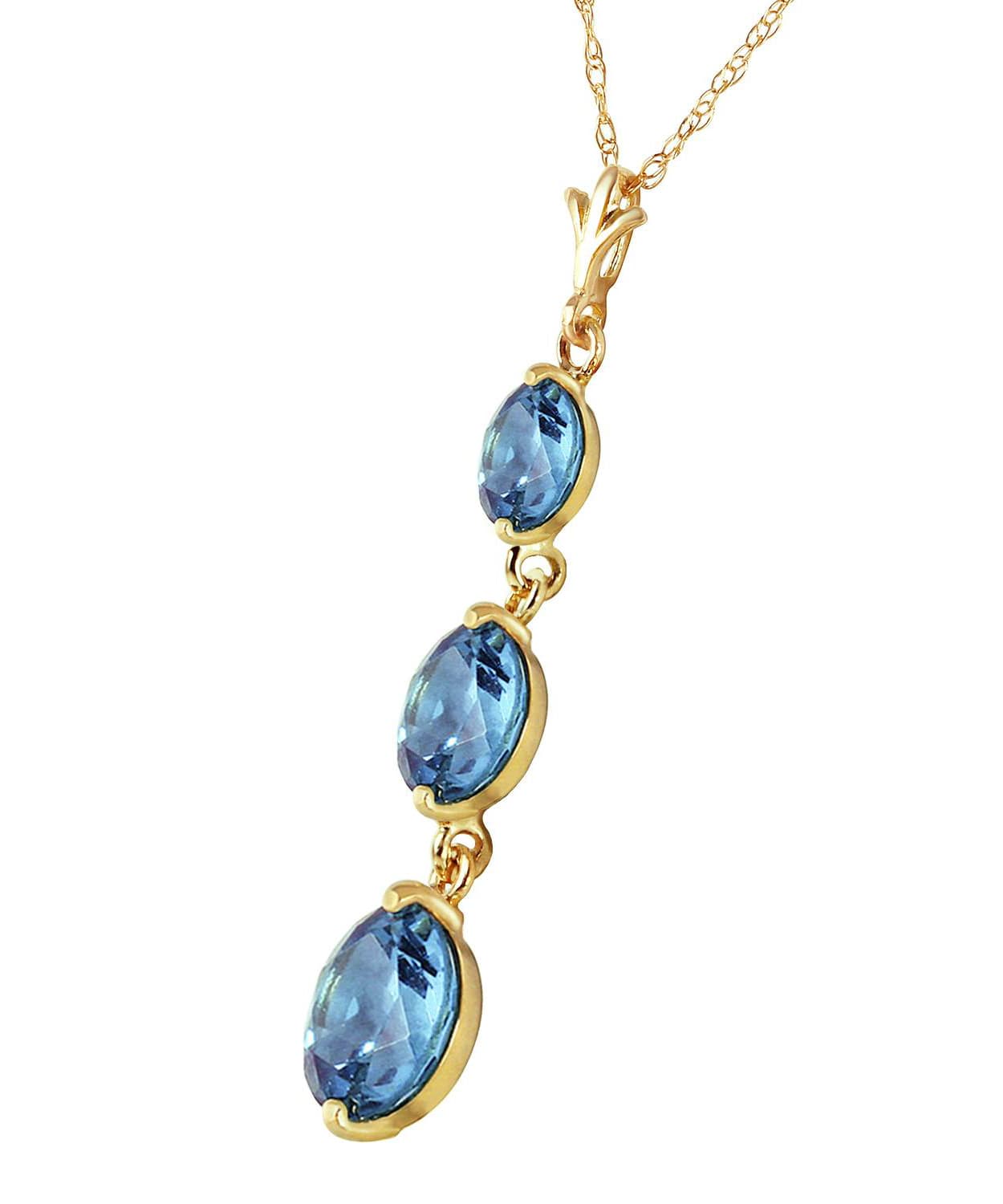 3.63 ctw Natural Swiss Blue Topaz 14k Gold Past-Present-Future Pendant With Chain View 2