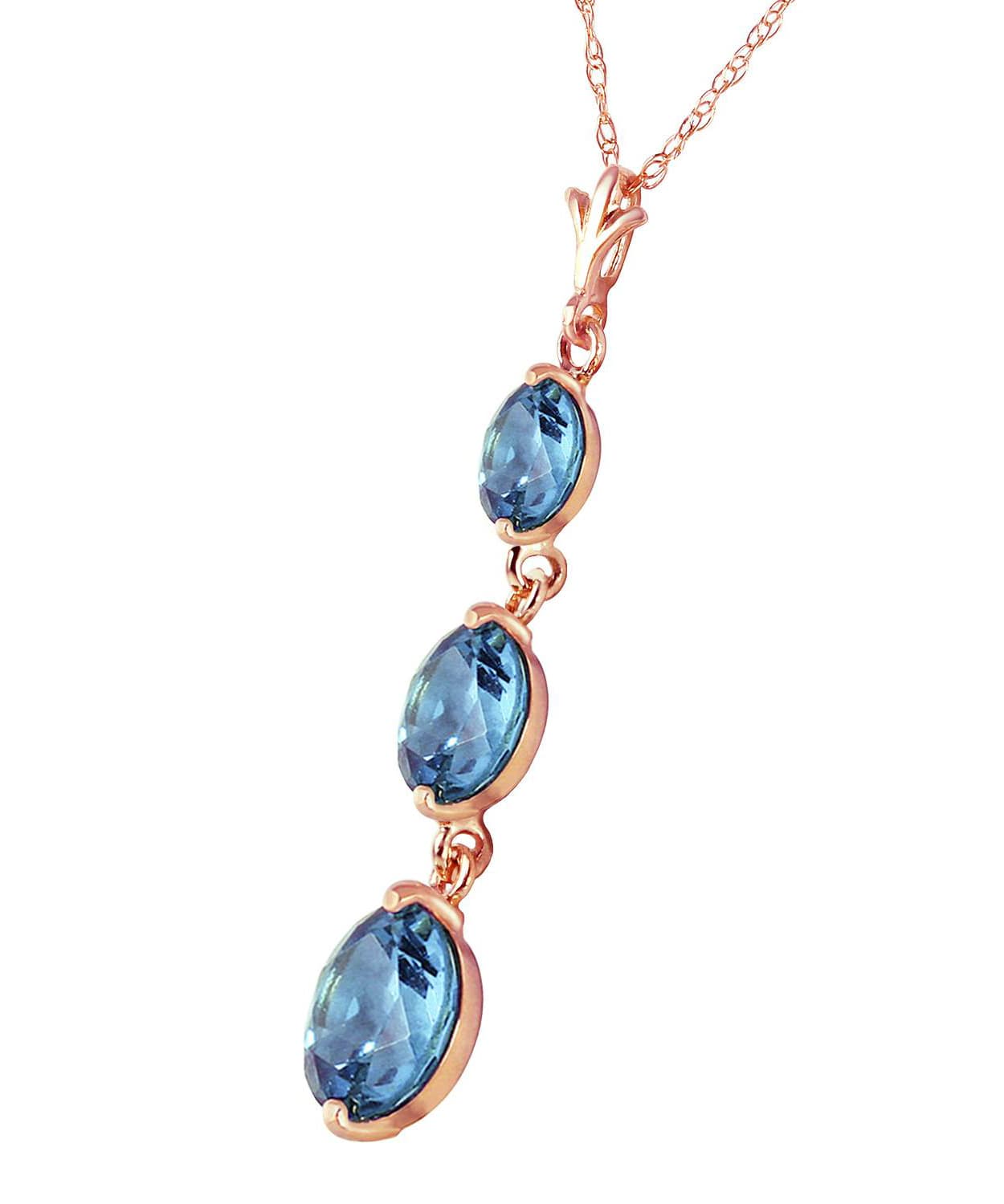 3.63 ctw Natural Swiss Blue Topaz 14k Gold Past-Present-Future Pendant With Chain View 6