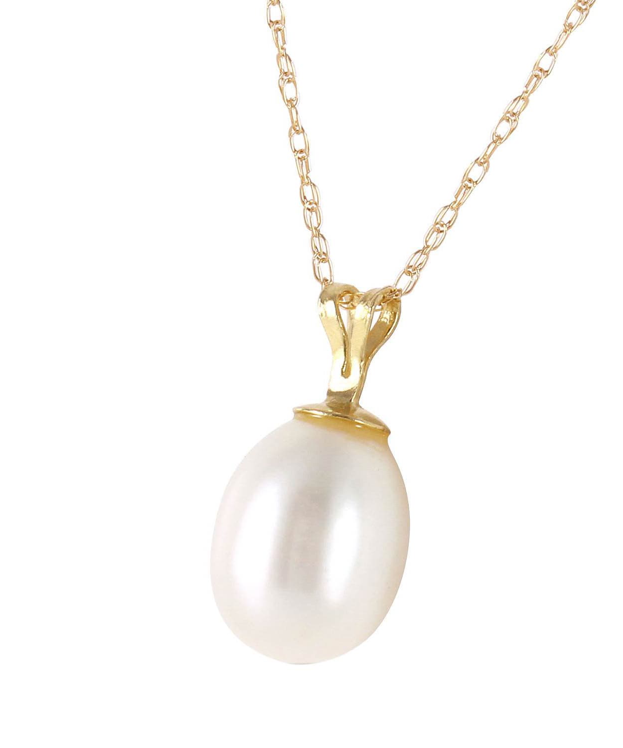 Natural Freshwater Pearl 14k Gold Pendant With Chain View 2