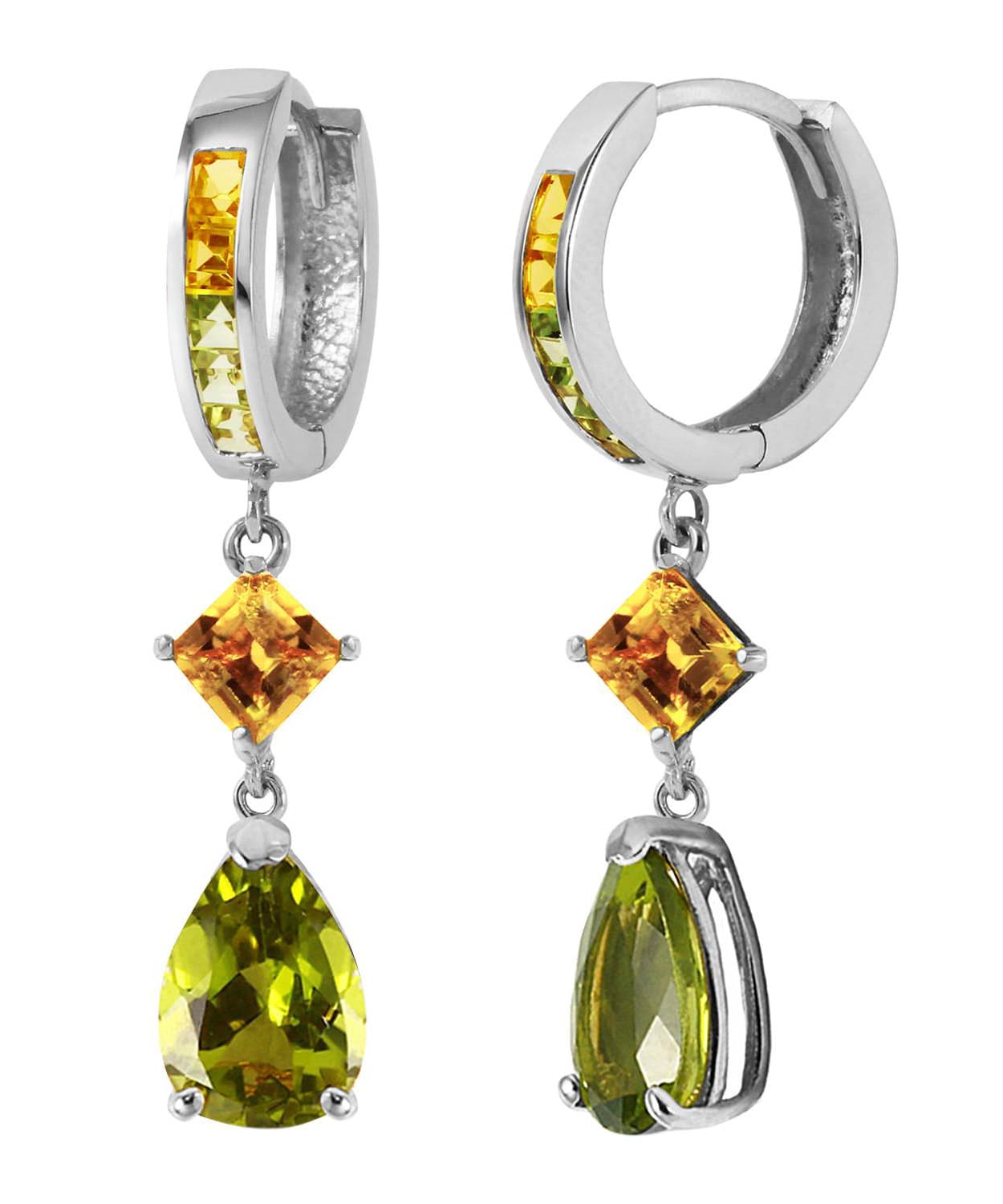5.18 ctw Natural Lime Peridot and Honey Citrine 14k Gold Teardrop Dangle Earrings View 4
