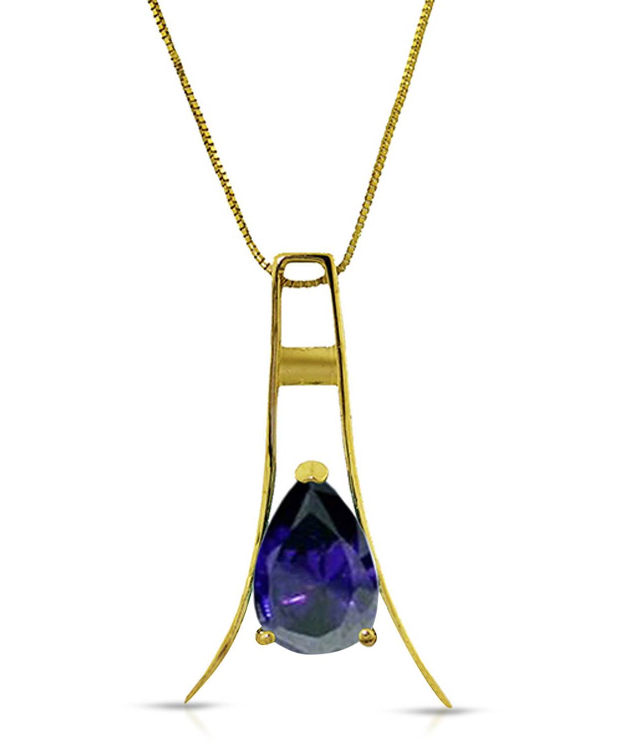 1.50 ctw Natural Sapphire 14k Gold Contemporary Pendant With Chain View 1