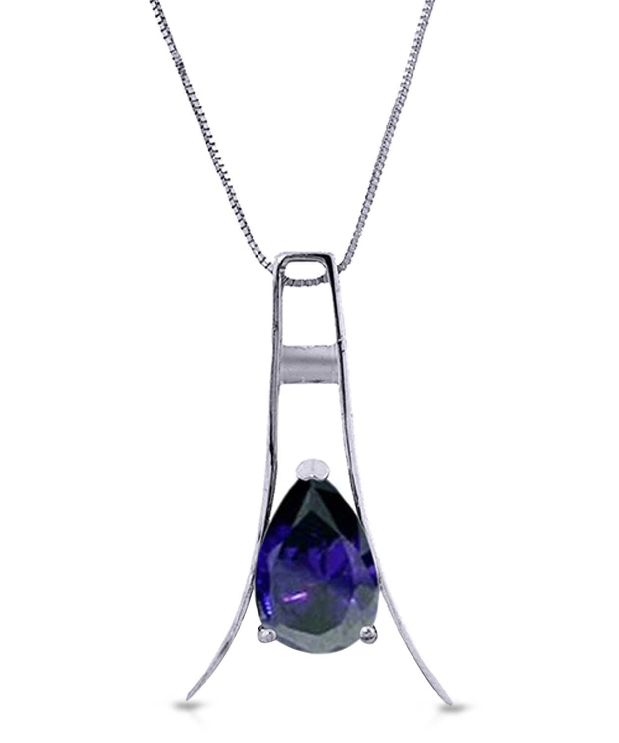 1.50 ctw Natural Sapphire 14k Gold Contemporary Pendant With Chain View 2
