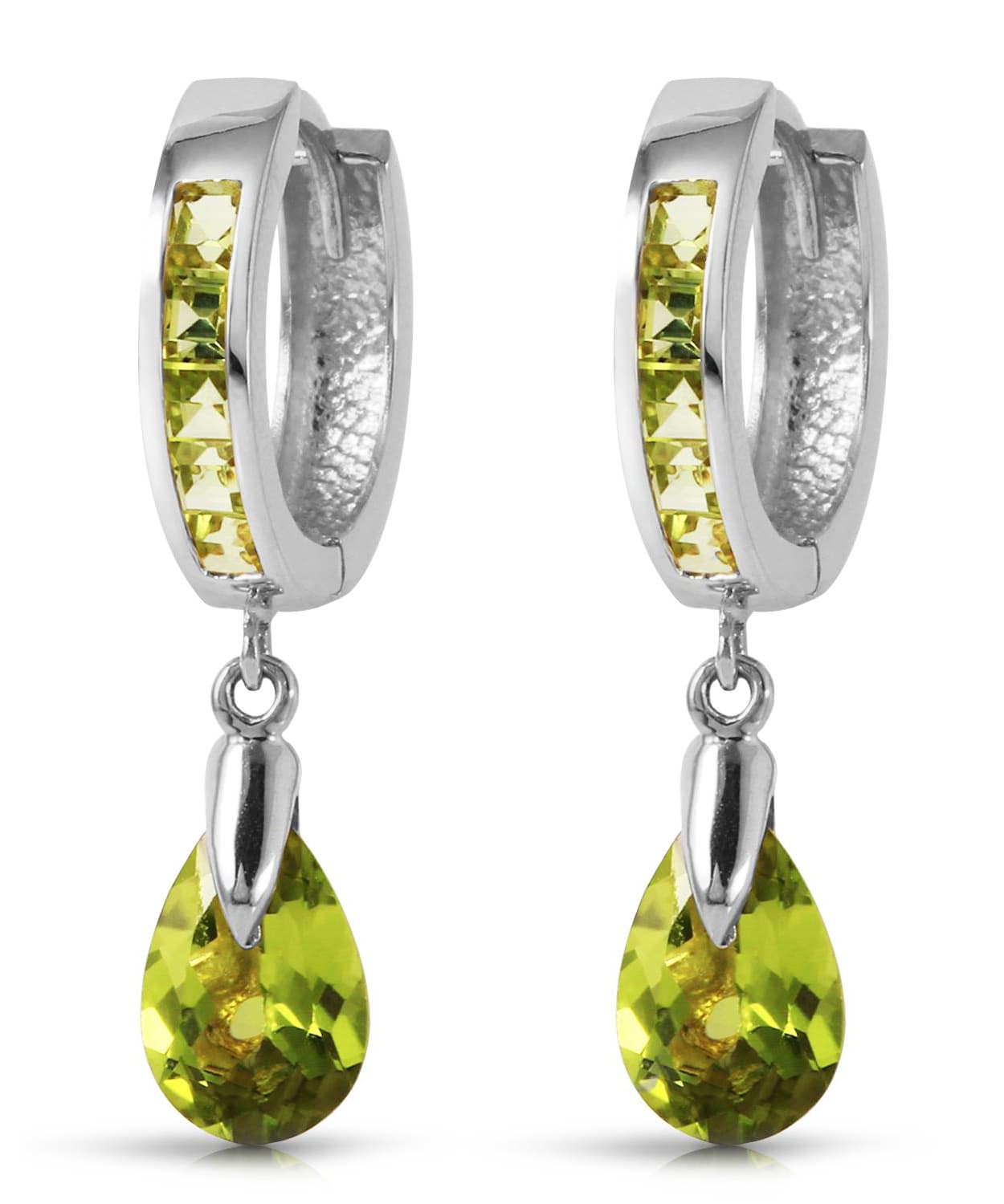 3.93 ctw Natural Lime Peridot 14k Gold Teardrop Dangle Earrings View 3