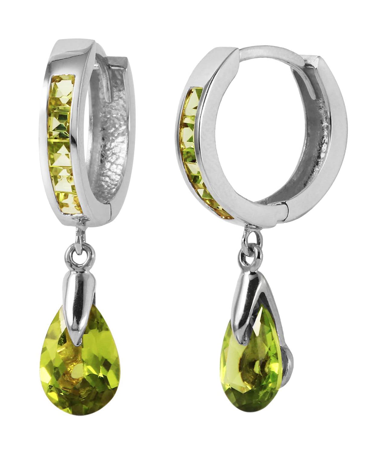 3.93 ctw Natural Lime Peridot 14k Gold Teardrop Dangle Earrings View 4