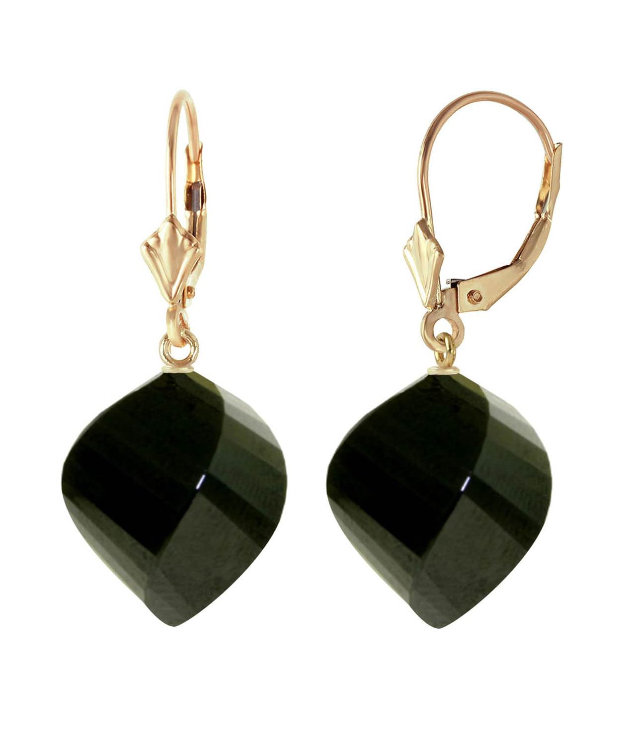 31.03 ctw Natural Black Spinel 14k Gold Contemporary Dangle Earrings View 1