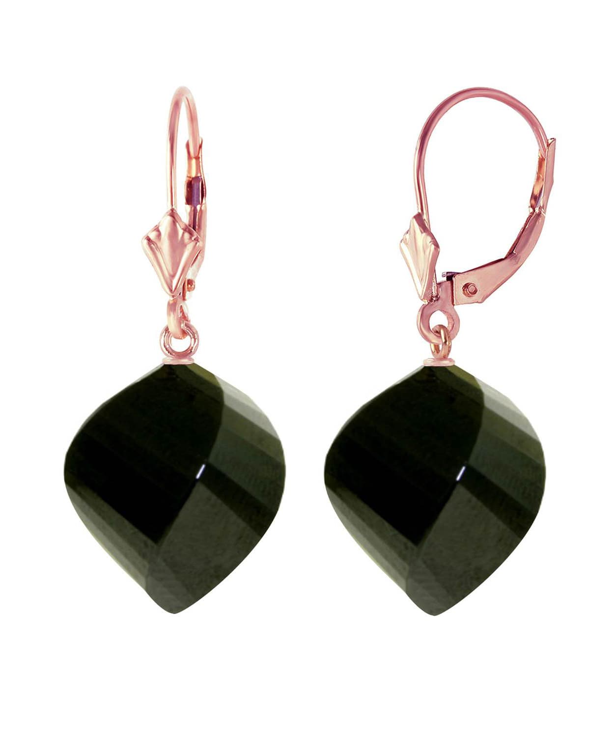 31.03 ctw Natural Black Spinel 14k Gold Contemporary Dangle Earrings View 3