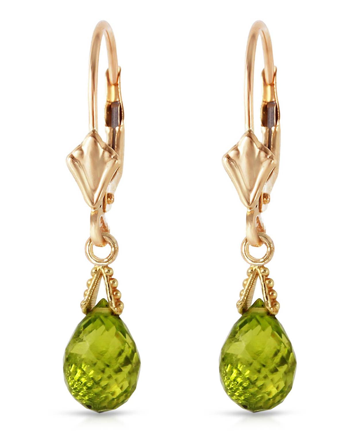4.53 ctw Natural Lime Peridot 14k Gold Teardrop Dangle Earrings View 1