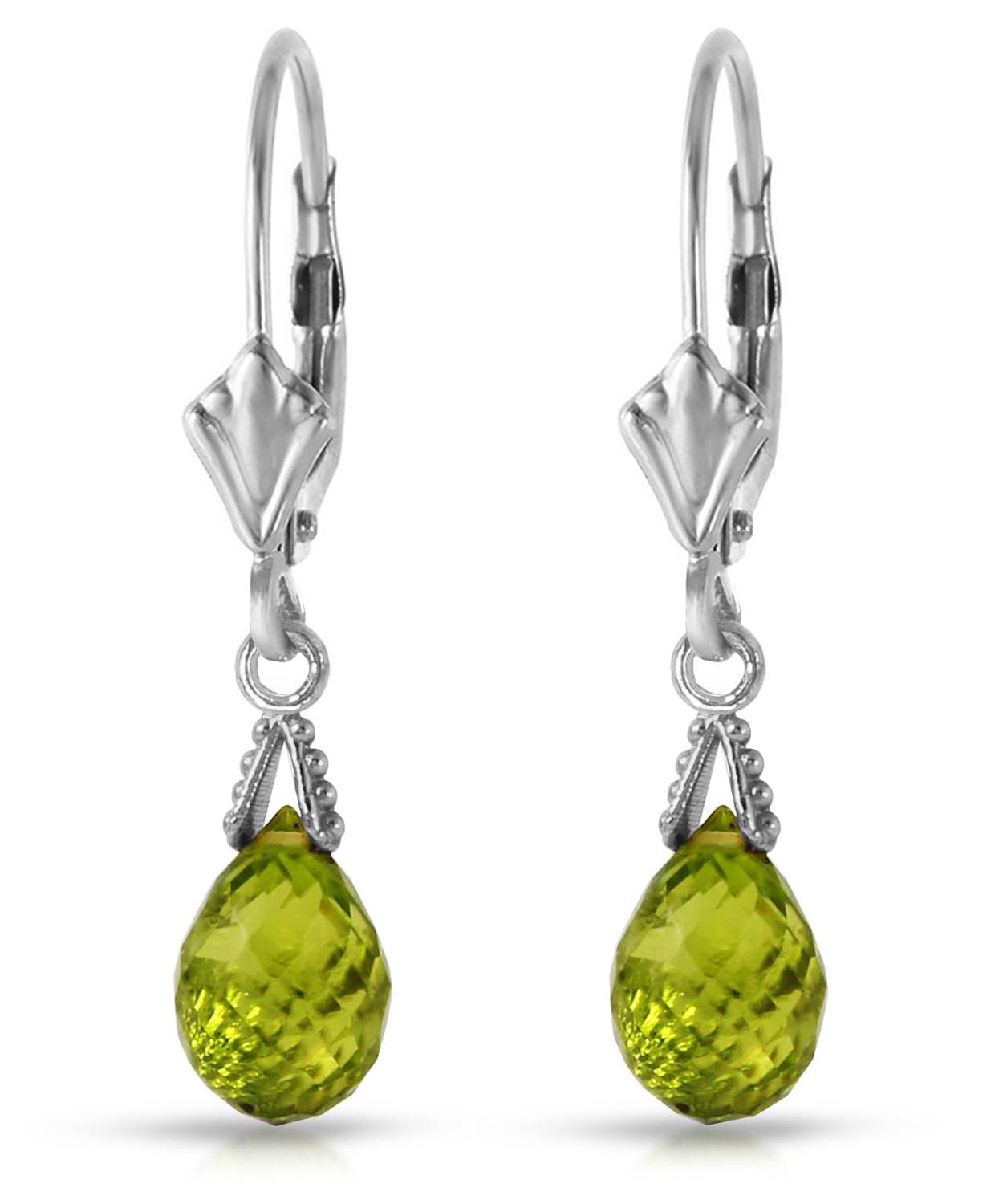 4.53 ctw Natural Lime Peridot 14k Gold Teardrop Dangle Earrings View 3