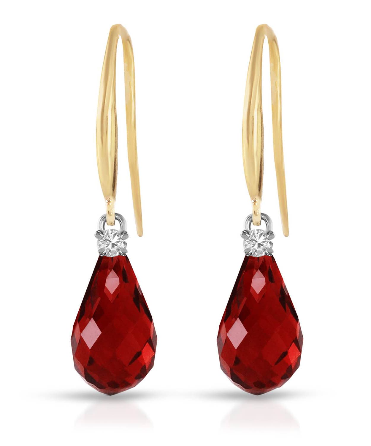 4.63 ctw Natural Pomegranate Garnet and Diamond 14k Gold Teardrop Dangle Earrings View 1