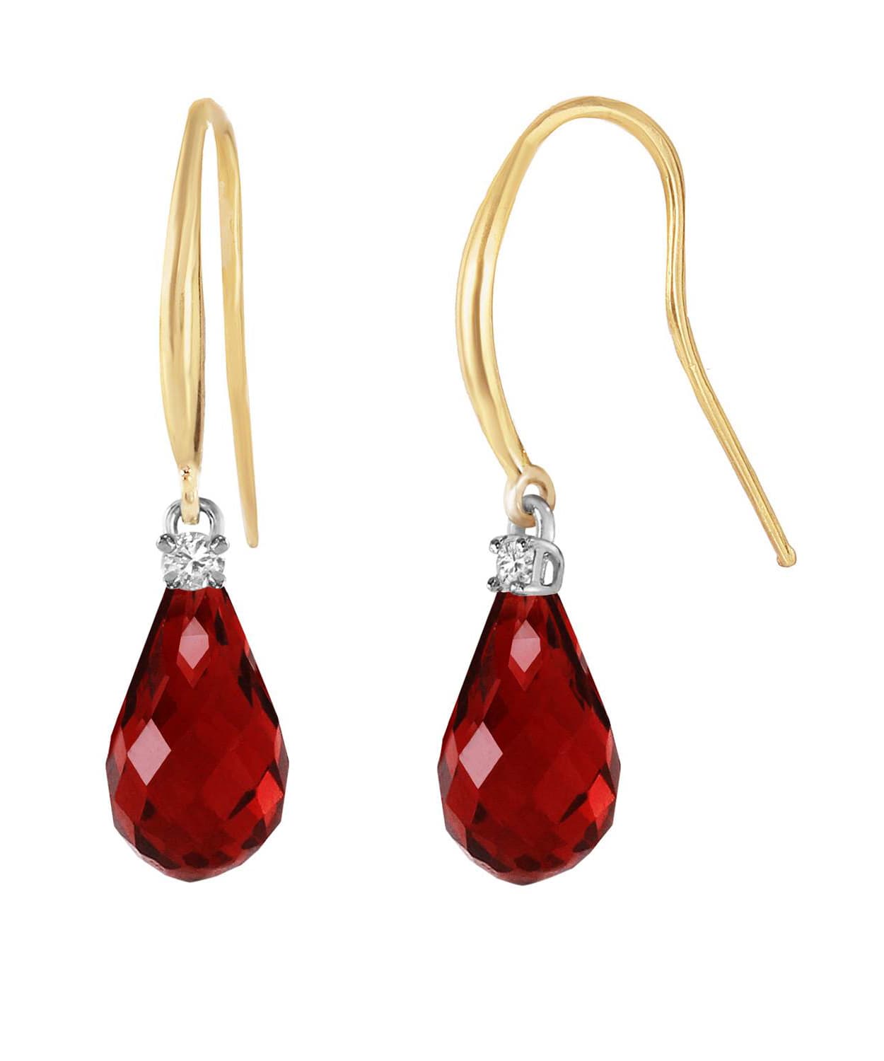 4.63 ctw Natural Pomegranate Garnet and Diamond 14k Gold Teardrop Dangle Earrings View 2