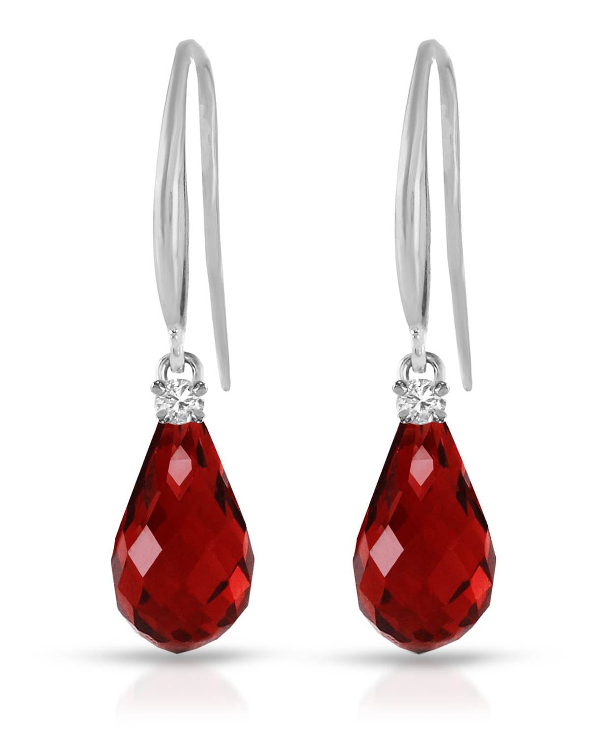 4.63 ctw Natural Pomegranate Garnet and Diamond 14k Gold Teardrop Dangle Earrings View 3